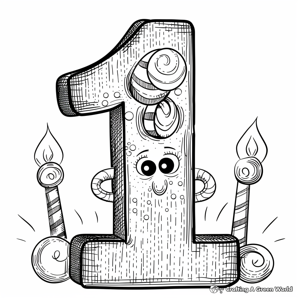 Number One Coloring printable birthday card design