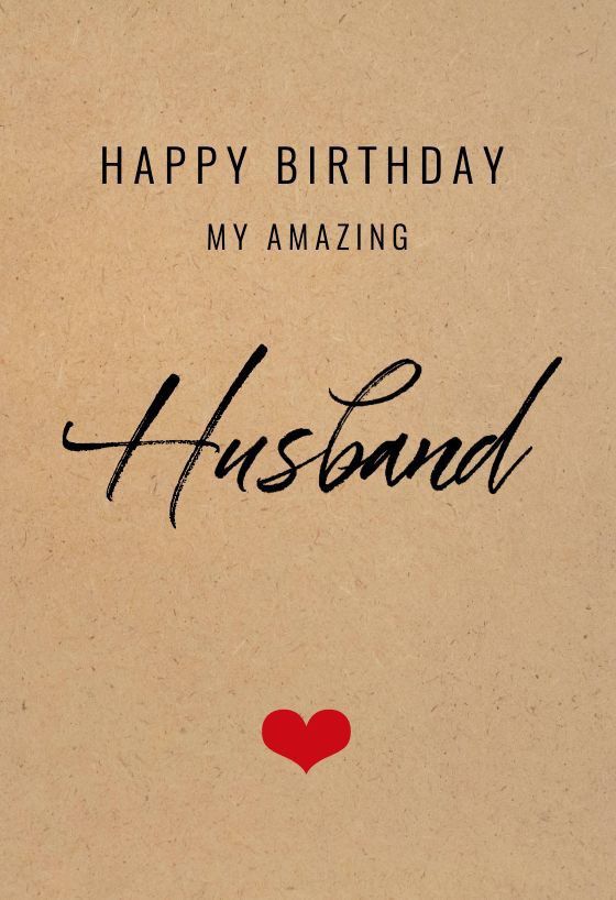 Happy Birthday My Amazing Husband card on kraft paper with a red heart