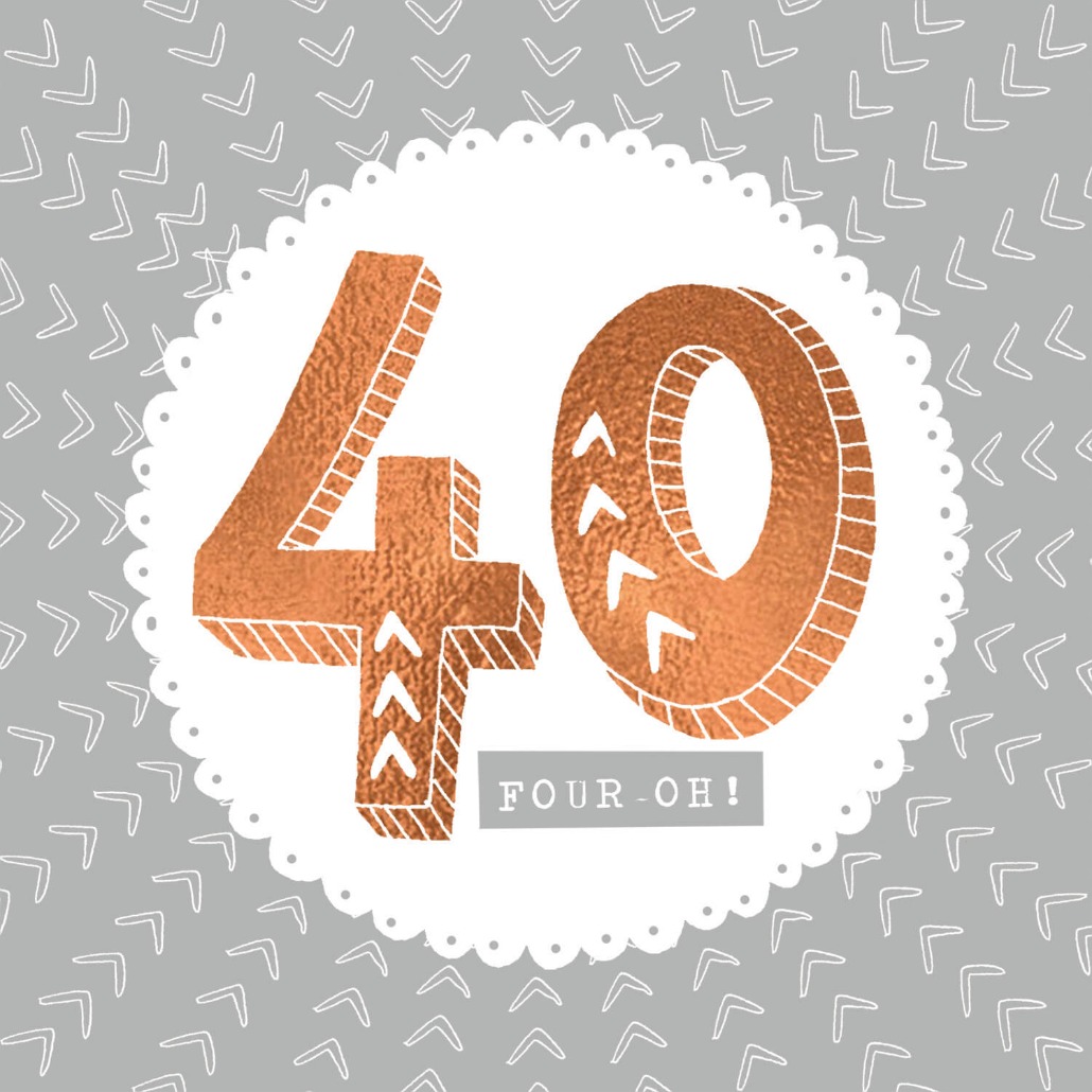 Four-Oh Badge printable birthday card design