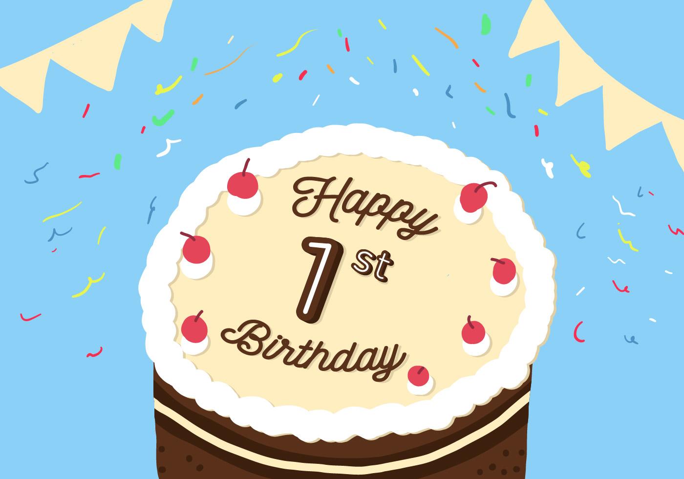 First Birthday Cake printable birthday card design